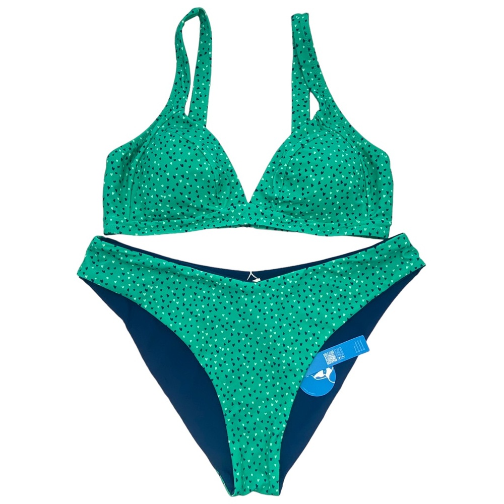 Cupshe Green & Navy Heart Bikini Set